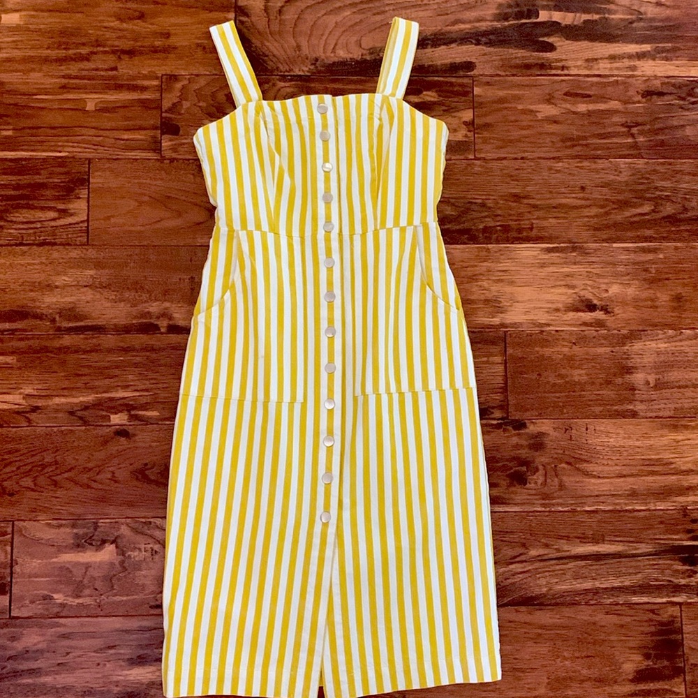 Forever 21 Yellow and white striped dress